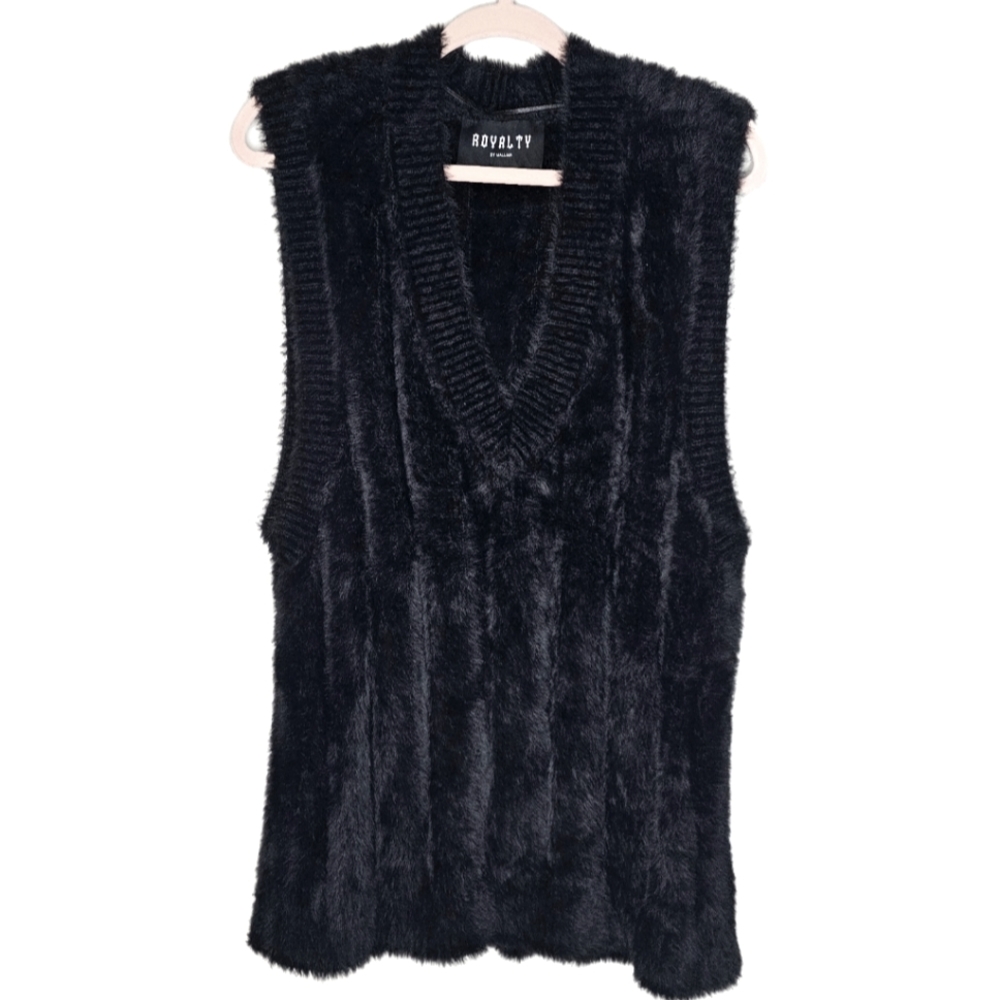 Black Faux Fur Vest - Royalty By Maluma